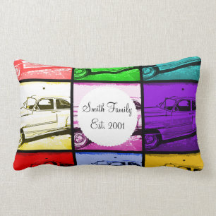 Gammal utskrift av gaffelfärg för klassisk bil lumbarkudde