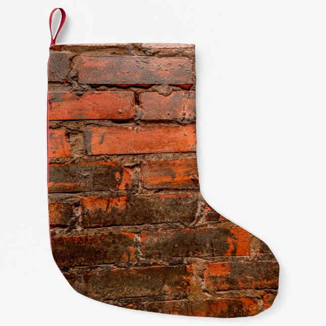 Gammal vägg av sten, bricksabstract, åldras, gamma liten julstrumpa (Framsidan)