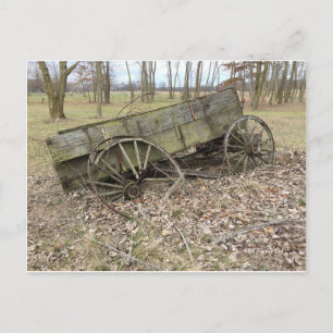 Gammal vagn i fall på Prairie - vykort