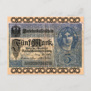 Gammal valuta: 5 tyska mark vykort