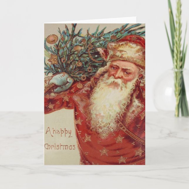 Gammal värld Santa Helgkort (Framsida)