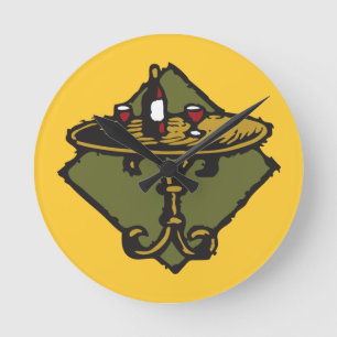 Gammal värld, trä-cut stil, restaurang, pub, rund klocka