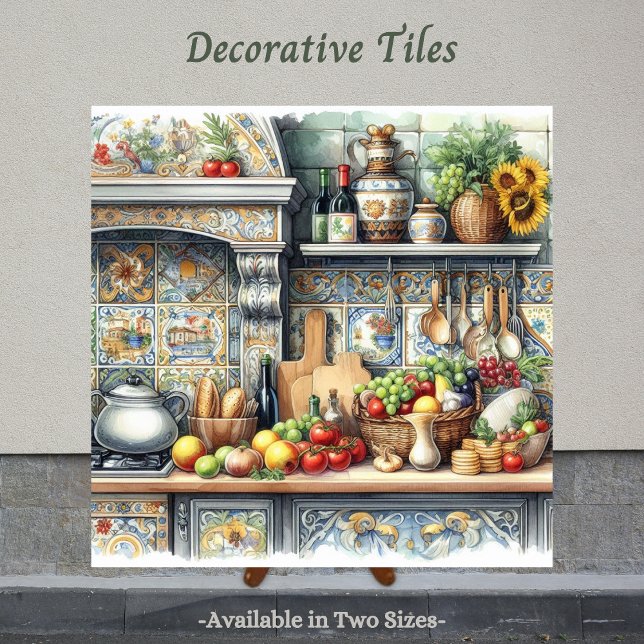 Gammal världscharm, ny hemsida kakelplatta (Italian inspired decorative tile. Perfect tile to display in the kitchen.)
