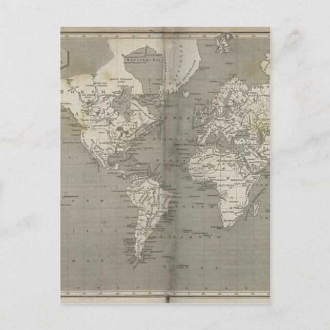 Gammal världskarta 1820 vykort (Framsida)