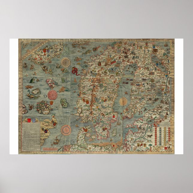 Gammal världskarta "Carta Marina" Poster (Framsidan)