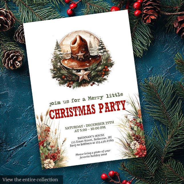 Gammal västerländsk julfest tryckbar inbjudan (Old West Christmas party printable invitation

)