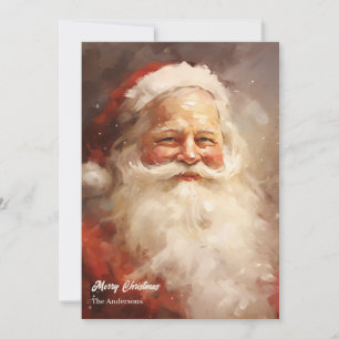 Gammal vattenfärgsleende Jultomten Julkort
