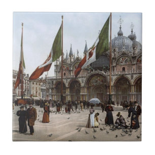 Gammal Venedig Ceramisk Tile, liten (4,25 x 4,25 t Kakelplatta