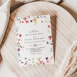 Gammal Vild Färg Blommigt Avslappnad Bröllop Inbjudningar