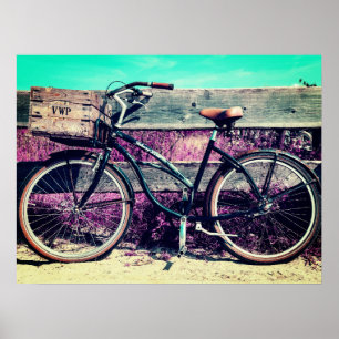 Gammal Vintage Antique Bicycle Beach Cruiser Bike Poster