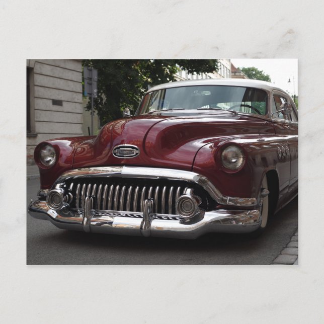 Gammal vintage bil - vykort (Framsida)
