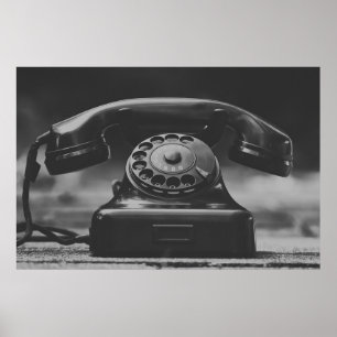 Gammal Vintage Black Telefon Poster