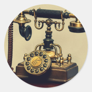 Gammal Vintage Brass roterande telefon Mobil Runt Klistermärke