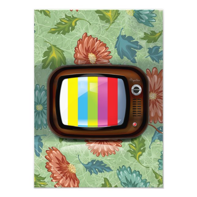 Gammal Vintage CRT-TV Fototryck (Framsidan)