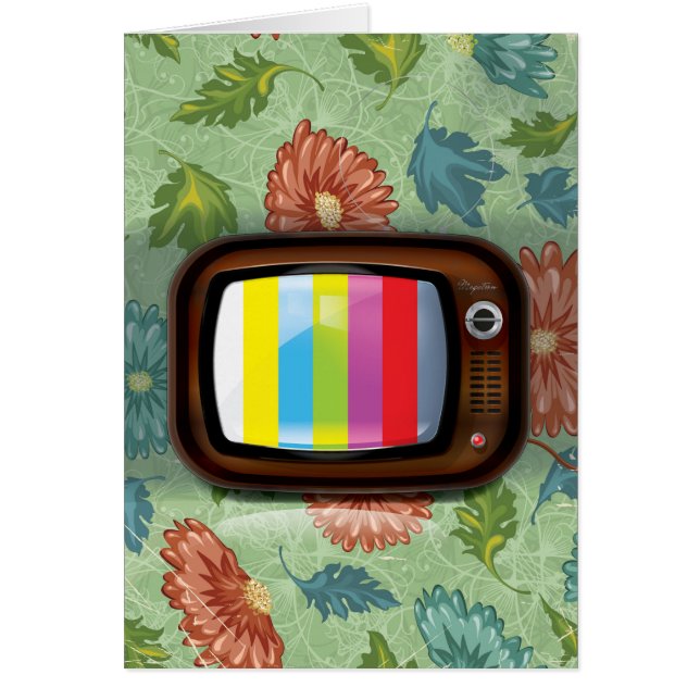 Gammal Vintage CRT-TV Hälsningskort (Framsidan)