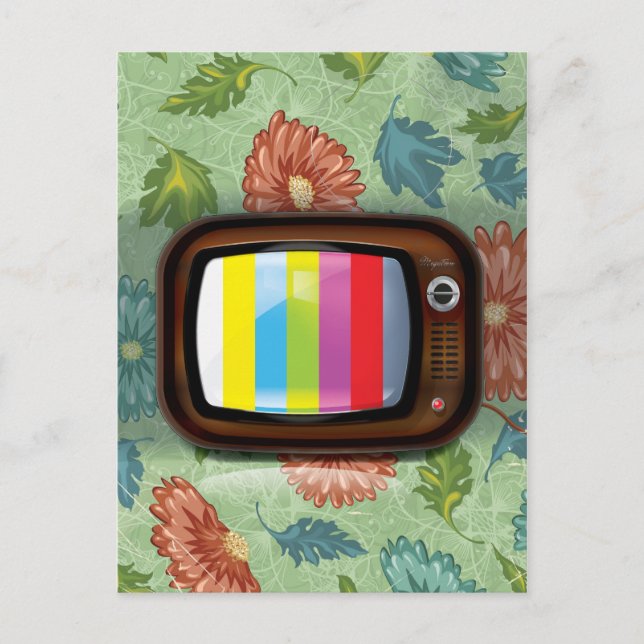 Gammal Vintage CRT-TV Vykort (Framsida)