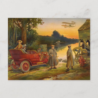 Gammal Vintage för flygplan och vinscen Vykort