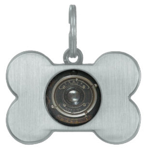 Gammal Vintage-kamera Namnbricka Husdjur