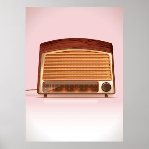 Gammal vintage-radiomottagare poster