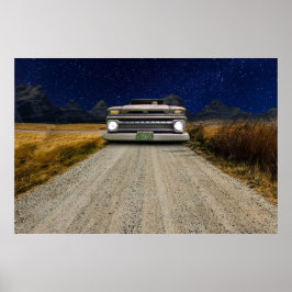 Gammal Vintage Råtta Rod Pickup Lastbil Zombie-för Poster