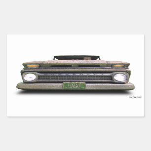 Gammal Vintage Råtta Rod Pickupare Lastbil Zombie Rektangulärt Klistermärke