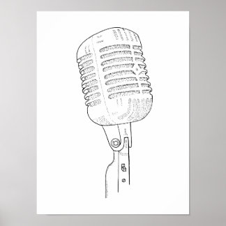 Gammal Vintage Retro-mikrofon Poster