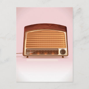 Gammal vintage retro Radio spelare Vykort