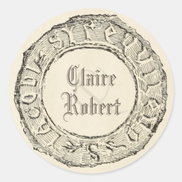 Gammal Vintage Seal Stil Fairy Tale Bröllop Runt Klistermärke