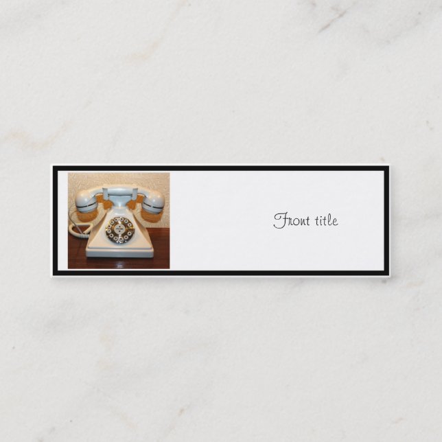 Gammal Vintage Uppringningsvit Mobil Mini Visitkort (Framsida)