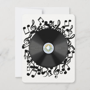 Gammal vinylskiva och musiknoter