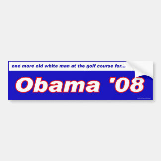 gammal vit man på golfbanan för Obama Bildekal