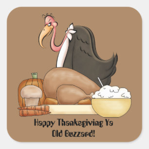 Gammal vråkklistermärke för happy thanksgiving fyrkantigt klistermärke