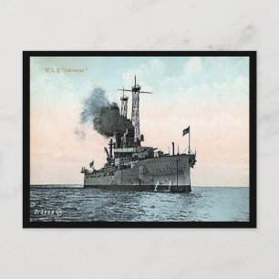 Gammal vykort - amerikanska slagskeppet "Delaware"