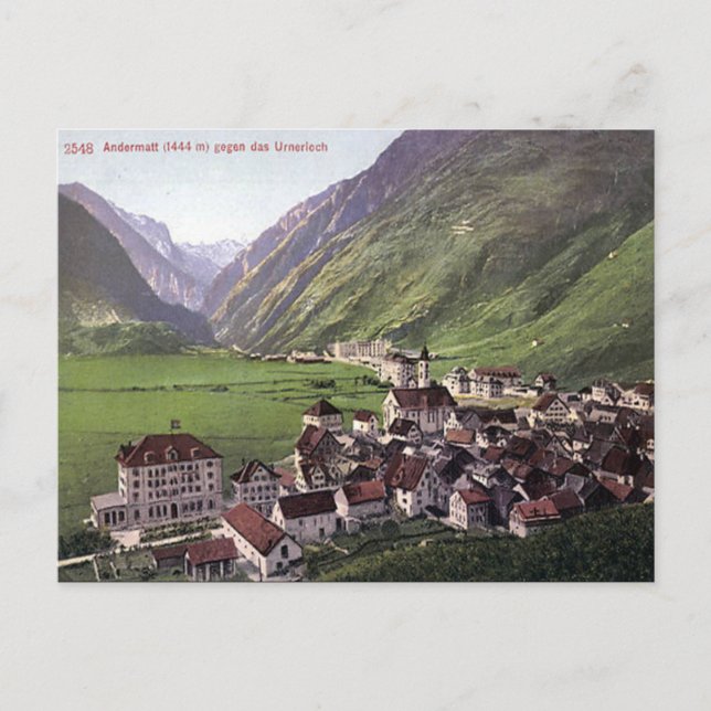 Gammal vykort - Andermatt, Suisse (Framsida)