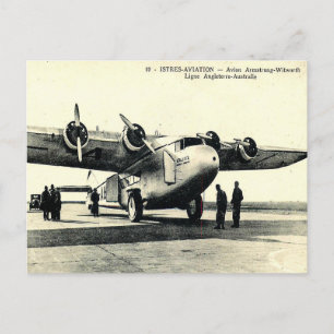 Gammal vykort - Armstrong-Whitworth flygplan