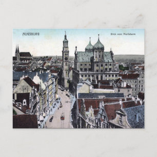 Gammal vykort - Augsburg, Tyskland
