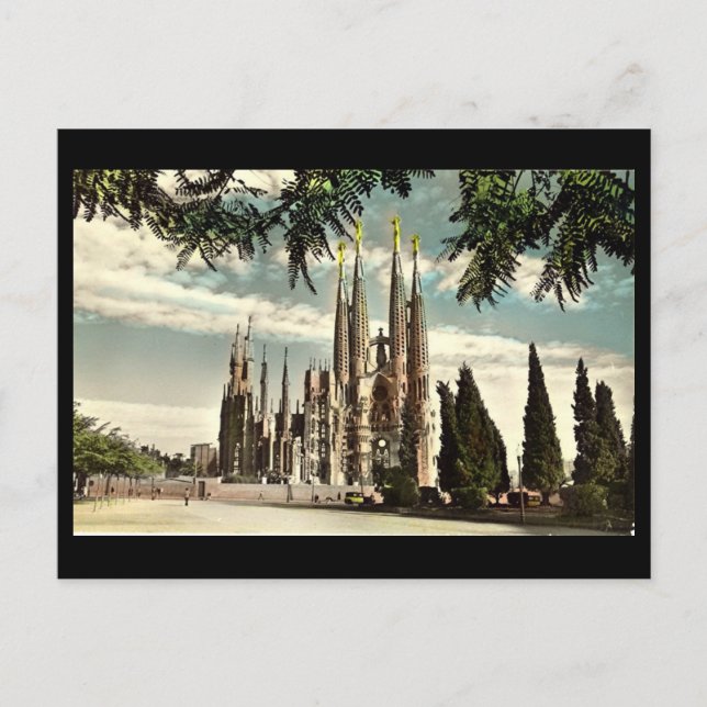 Gammal vykort, Barcelona, Sagrada Familia Vykort (Framsida)