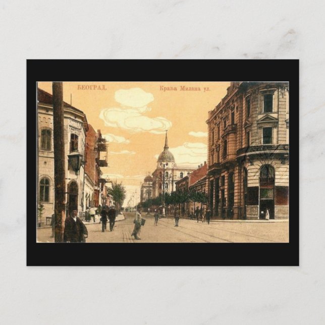 Gammal vykort, Belgrad, Krala Milana-gatan Vykort (Framsida)