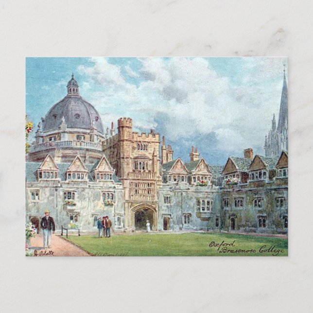 Gammal vykort - Brasenose College, Oxford (Framsida)