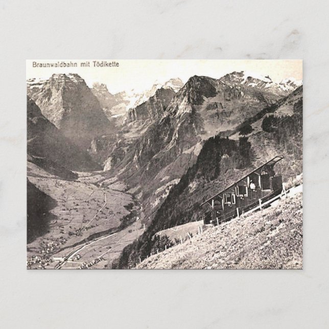 Gammal vykort - Braunwald, Schweiz (Framsida)