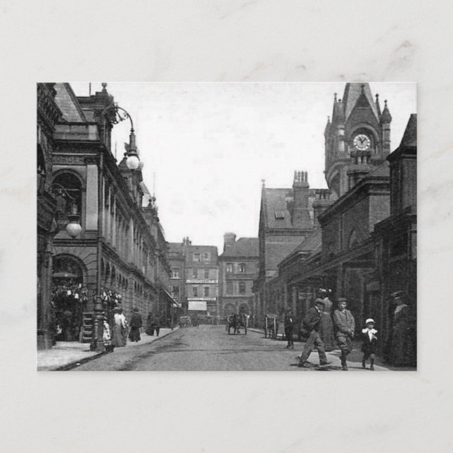 Gammal vykort - Centralstationen, Sunderland (Framsida)