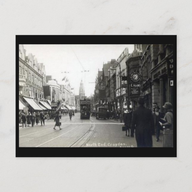 Gammal vykort - Croydon, London (Framsida)