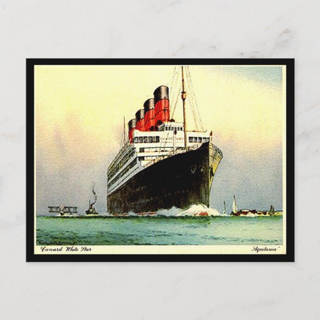 Gammal vykort - Cunard White Star "Aquitania" (Framsida)