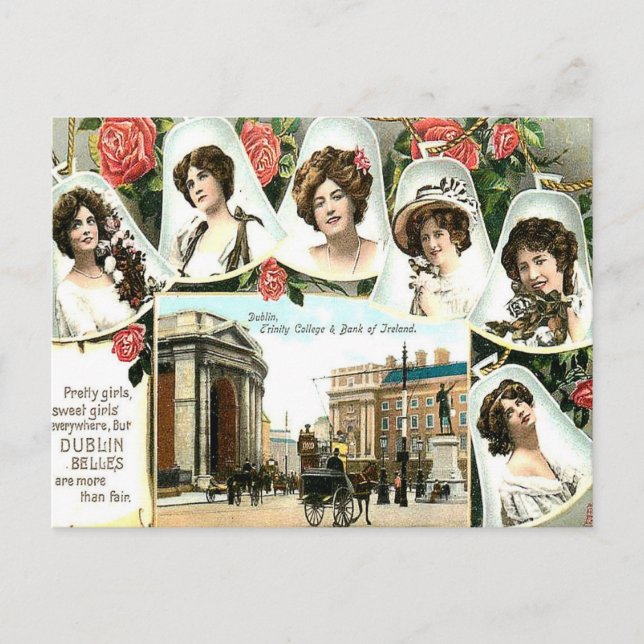 Gammal vykort - Dublin, Irland (Framsida)