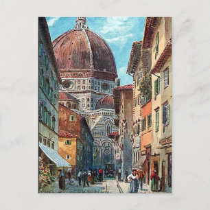 Gammal vykort - Duomo, Florens, Italien