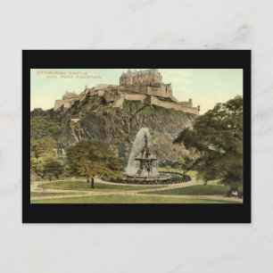 Gammal vykort, Edinburgh Castle och Ross Fountain Vykort