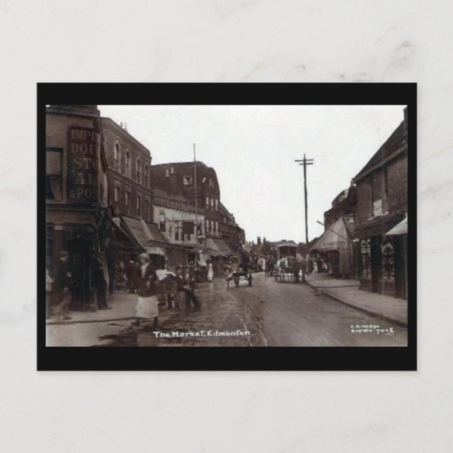 Gammal vykort - Edmonton Market. London (Framsida)