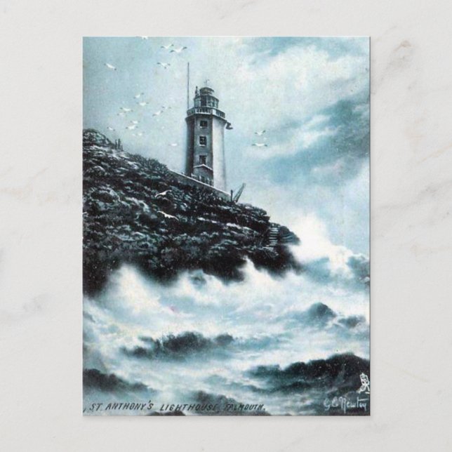 Gammal vykort - Falmouth, Cornwall (Framsida)