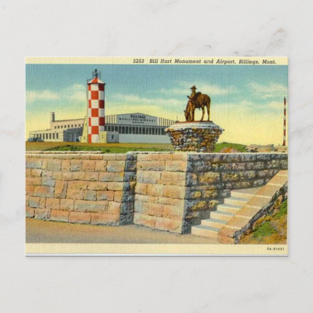 Gammal vykort - flygplats, Billings, Montana (Framsida)