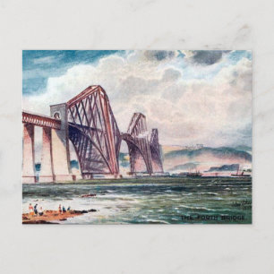 Gammal vykort - Forth Bridge, Skottland